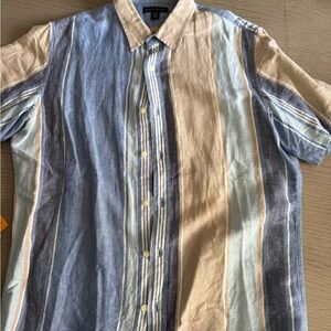 Banana Republic Blue and Tan Casual Button Down Shirt